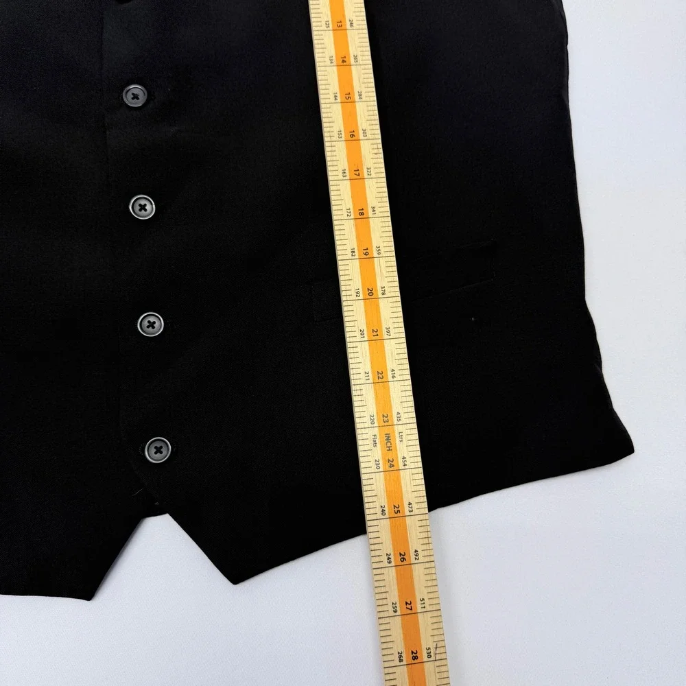 Pronto Uomo Platinum Mens XL Black 100% Wool Modern Fit Suit Vest Waistcoat
